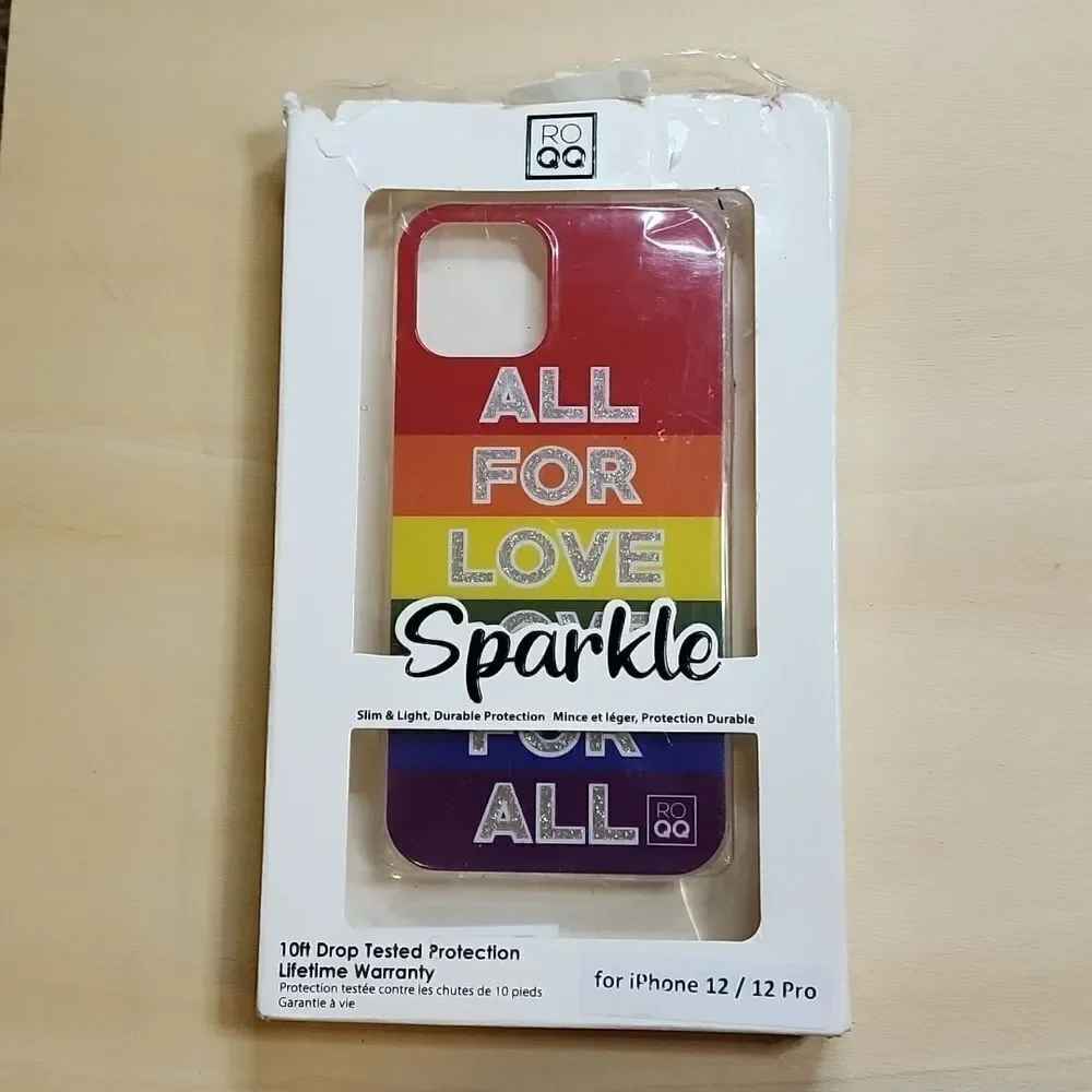 ROQQ Rainbow Sparkle iPhone 12/12 PRO Case New but box is damaged.